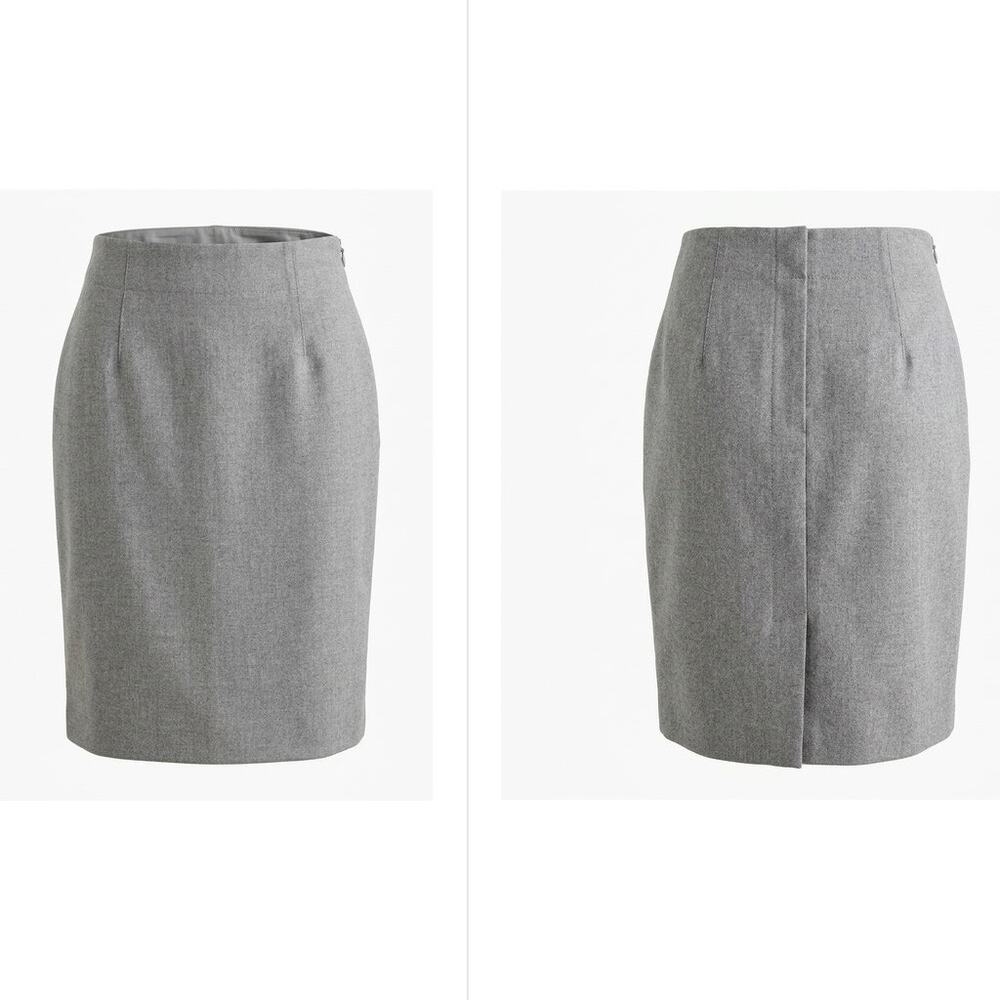 J.Crew 100% Wool Gray Lined Pencil Knee Length Skirt Women Size 0